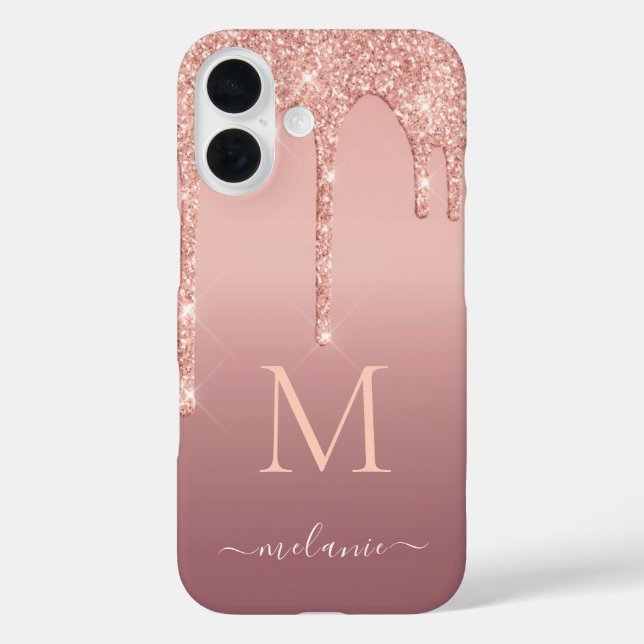 Rose Gold Glitzer iPhone Case Individuelle Name Le (Rückseite)