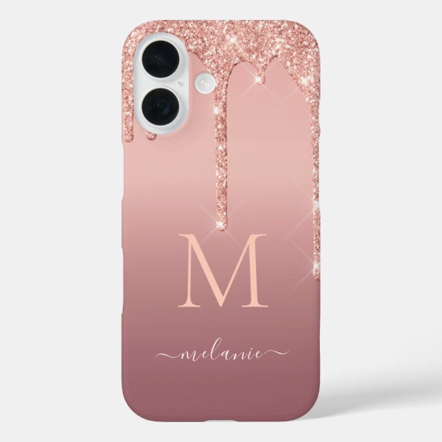 Rose Gold Glitzer iPhone Case mit benutzerdefinier (Rückseite)