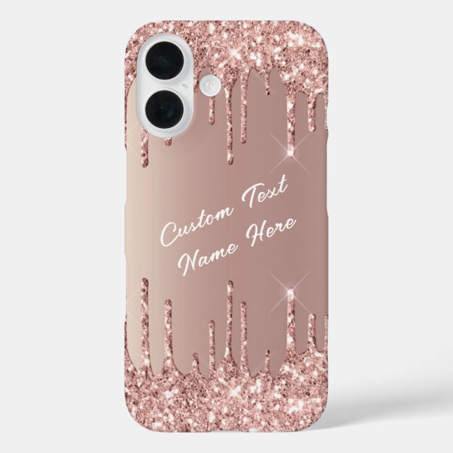Rose Gold Glitzer iPhone Case mit benutzerdefinier (Rückseite)
