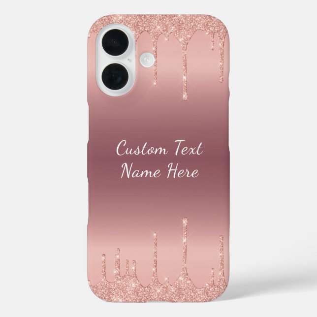Rose Gold Glitzer iPhone Case mit benutzerdefinier (Rückseite)