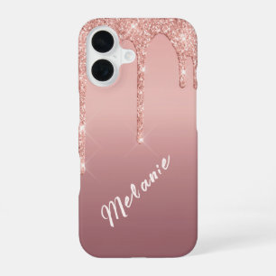 Rose Gold Glitzer iPhone Case mit Individuelle Nam 16 Hülle