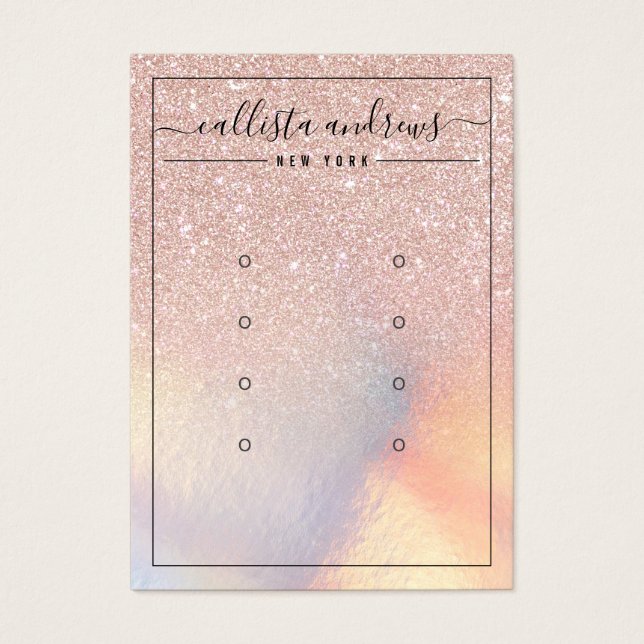 Rose Gold Glitzer Iridescent Earrings Display Card (Vorderseite)