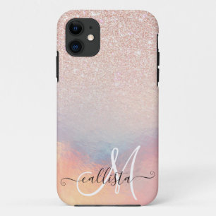 Rose Gold Glitzer Iridescent Holographic Gradient Case-Mate iPhone Hülle