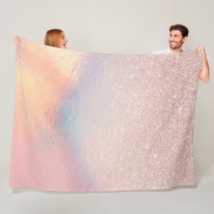 Rose Gold Glitzer Iridescent Holographic Gradient Fleecedecke
