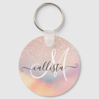 Rose Gold Glitzer Iridescent Holographic Gradient