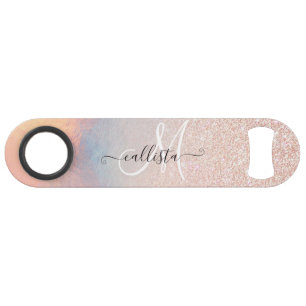 Rose Gold Glitzer Iridescent Holographic Gradient Speed Flaschenöffner