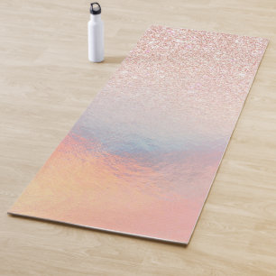 Rose Gold Glitzer Iridescent Holographic Gradient Yogamatte