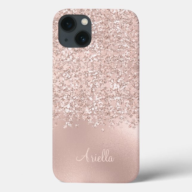 Rose Gold Glitzer Jewels Monogram Case-Mate iPhone Hülle (Rückseite)