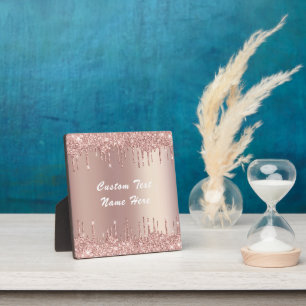 Rose Gold Glitzer Klarer benutzerdefinierter Text  Fotoplatte