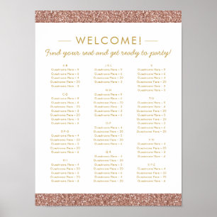 Rose Gold Glitzer Kleine alphabetische Sitzkarte Poster