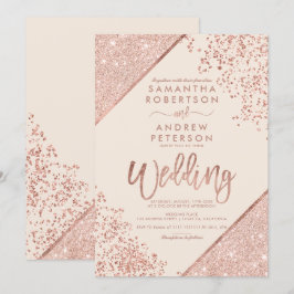 Rose Gold Glitzer Konfetti Chic Elfenbeinhochzeit Einladung