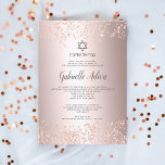 Rose Gold Glitzer Konfetti hebrew Name Bat Mitzvah Einladung<br><div class="desc">Elegante Rose Gold Glitzer metallische Folie und Konfetti Stern von David mit hebräischen Namen Bat Mitzvah und Rose Gold Glitzer Konfetti. Eine einfache und schicke Einladung.</div>