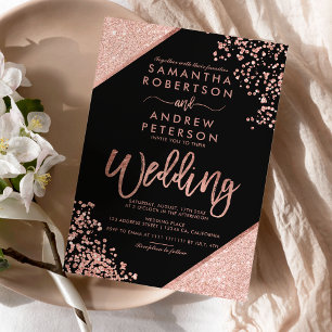 Rose Gold Glitzer Konfetti Schwarzes Budget Hochze