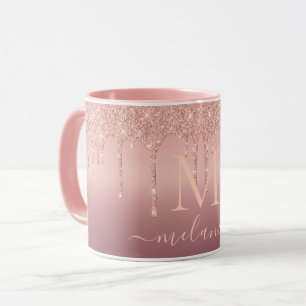 Rose Gold Glitzer Kundenname Kaffeebezeichnung Tas Tasse