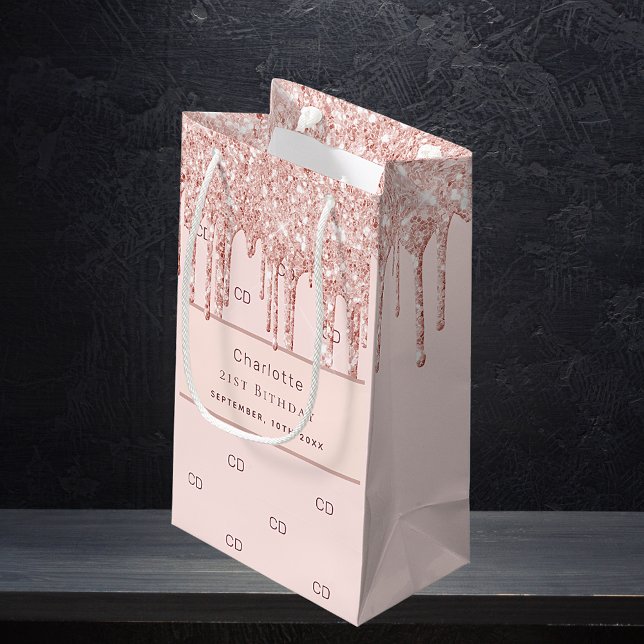 Rose Gold Glitzer kundenspezifische Monografie Kleine Geschenktüte (Von Creator hochgeladen)