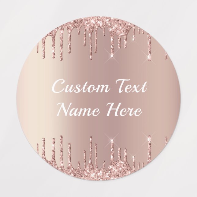 Rose Gold Glitzer Labels mit benutzerdefiniertem T Etiketten (Design 3)