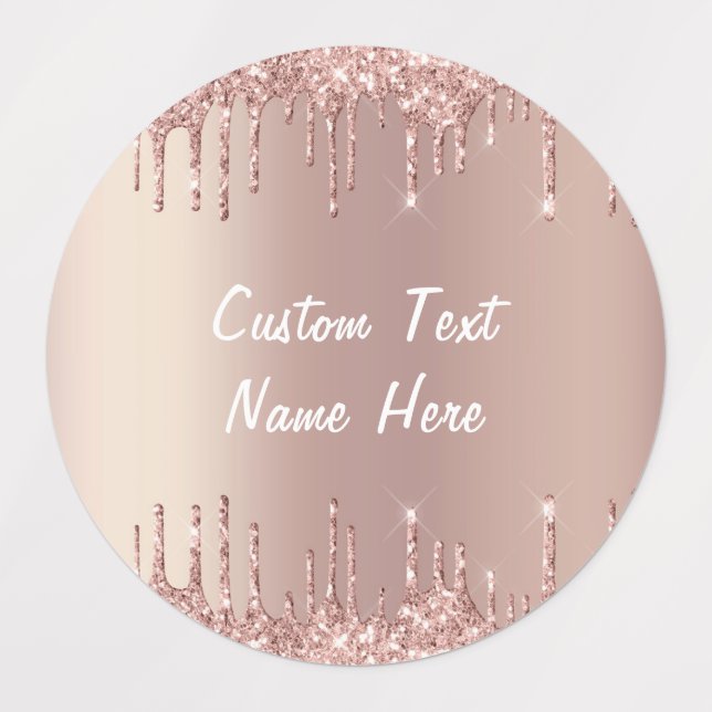 Rose Gold Glitzer Labels mit benutzerdefinierten T Etiketten (Design 3)