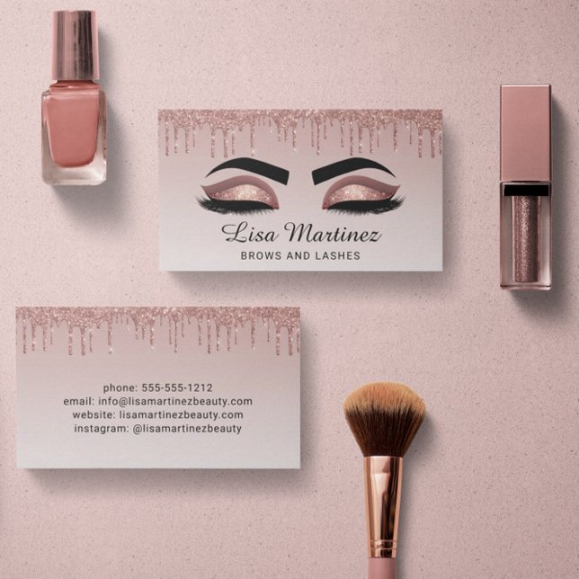 Rose Gold Glitzer Lash Brow Beauty Business Card Visitenkarte (Von Creator hochgeladen)