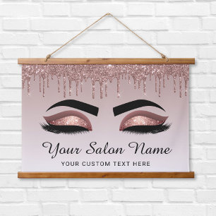 Rose Gold Glitzer Lash Brow Beauty Business Wandteppich Mit Holzrahmen