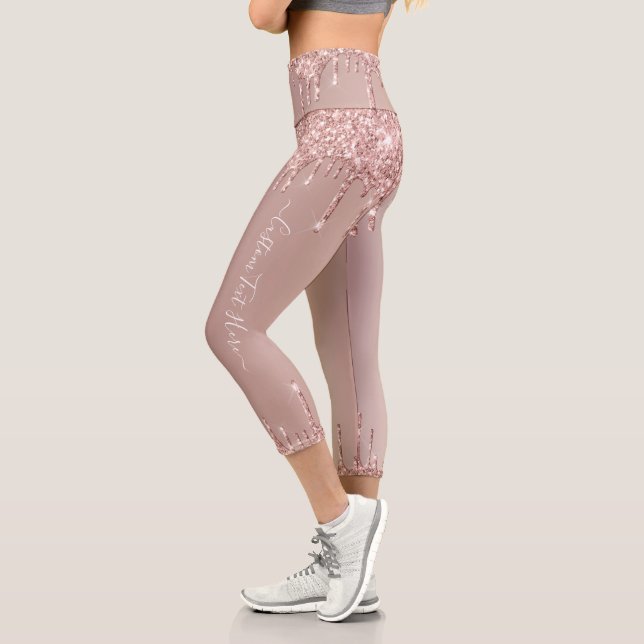 Rose Gold Glitzer Leggings mit benutzerdefiniertem (Links)