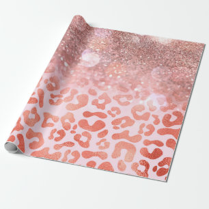 Rose Gold Glitzer Leopard Print Geschenkpapier