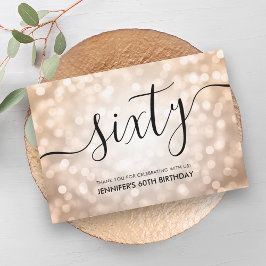 Rose Gold Glitzer Lights 60. Geburtstag Vielen Dan Dankeskarte