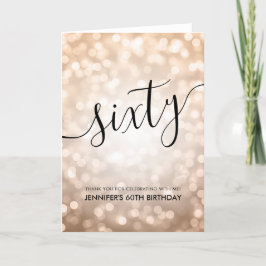 Rose Gold Glitzer Lights 60. Geburtstag Vielen Dan Dankeskarte