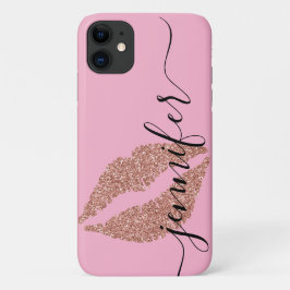 Rose Gold Glitzer Lippen, Personalisiert rosa Case-Mate iPhone Hülle