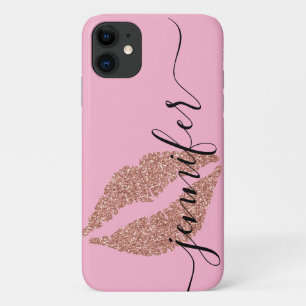 Rose Gold Glitzer Lippen, Personalisiert rosa Case-Mate iPhone Hülle