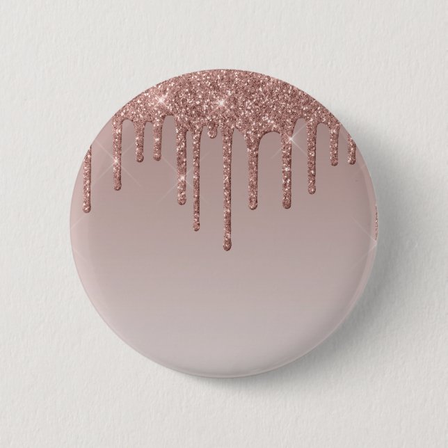 Rose Gold Glitzer Liquid Tropfen Button (Vorderseite)