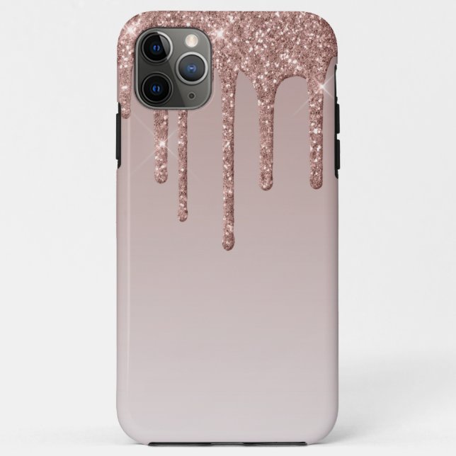 Rose Gold Glitzer Liquid Tropfen Case-Mate iPhone Hülle (Rückseite)