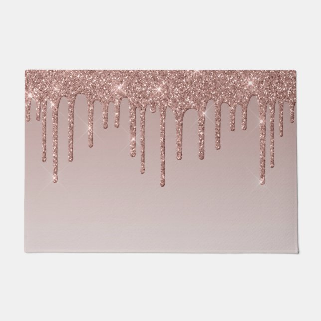 Rose Gold Glitzer Liquid Tropfen Fußmatte (Vorderseite)