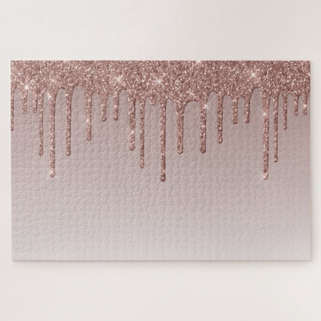 Rose Gold Glitzer Liquid Tropfen Puzzle (Horizontal)