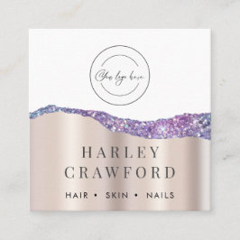 Rose Gold Glitzer Logo QR Quadratische Visitenkarte