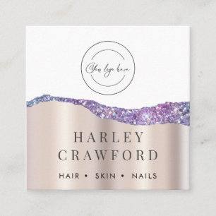 Rose Gold Glitzer Logo QR Quadratische Visitenkarte