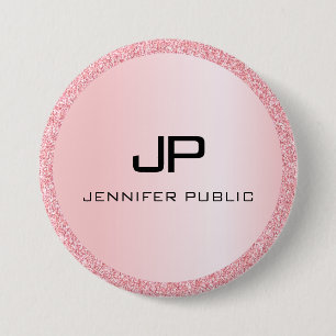 Rose Gold Glitzer Look Mit Monogramm Vorlage Button