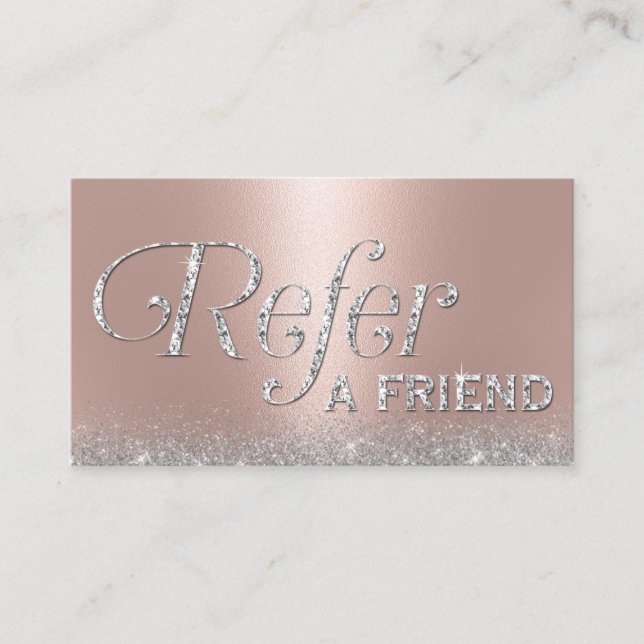 Rose Gold Glitzer Lux Typografie Salon Referendum Empfehlungskarte (Vorderseite)