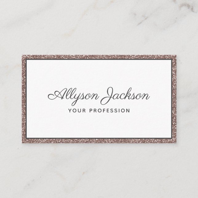 Rose Gold Glitzer Luxus Script Business Card Visitenkarte (Vorderseite)