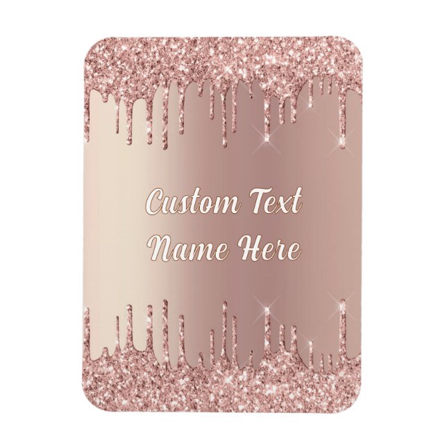 Rose Gold Glitzer Magnet mit benutzerdefiniertem T (Vertikal)