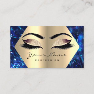 Rose Gold Glitzer Makeup Artist Lashes Blue Navy Visitenkarte
