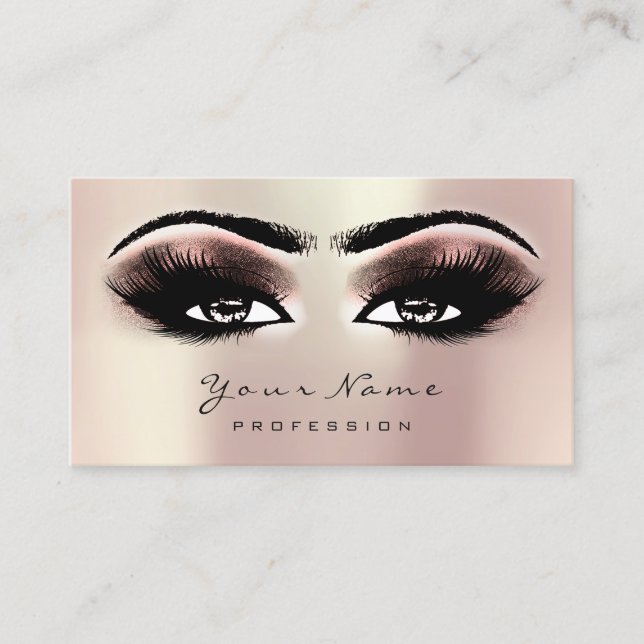 Rose Gold Glitzer Makeup Artist Lashes Terminkarte (Vorderseite)