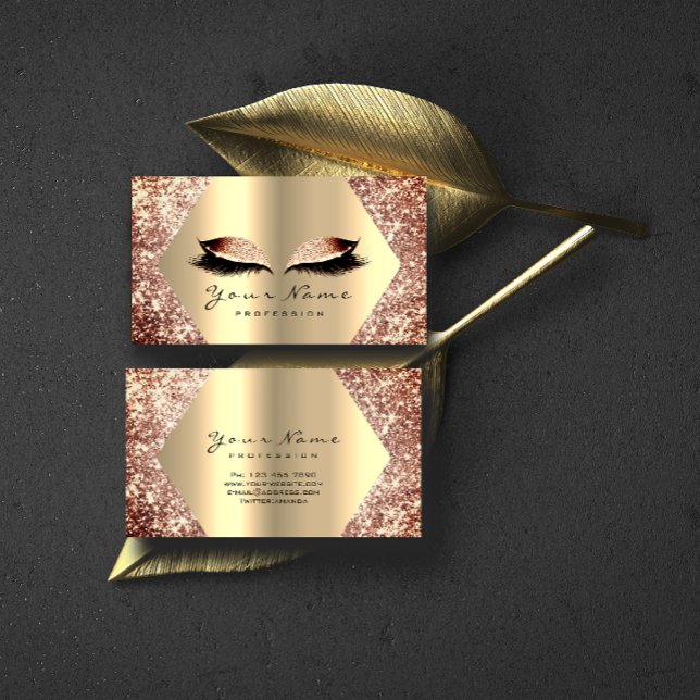 Rose Gold Glitzer Makeup Artist Lashes Visitenkarte (Von Creator hochgeladen)