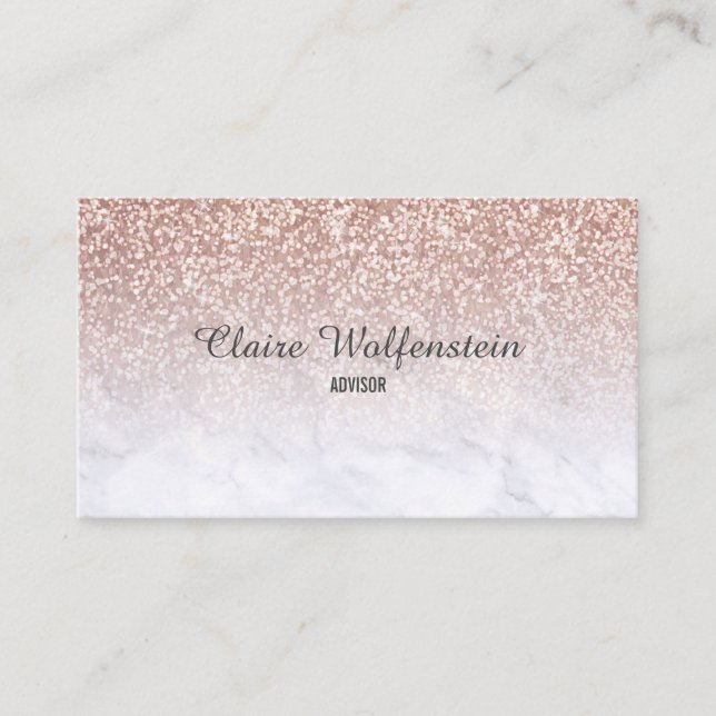 Rose Gold Glitzer Marbella Script Visitenkarte (Vorderseite)