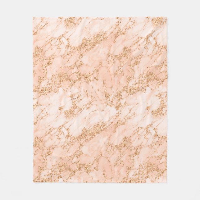Rose Gold Glitzer Marmor abstrakt Fleecedecke (Vorderseite)