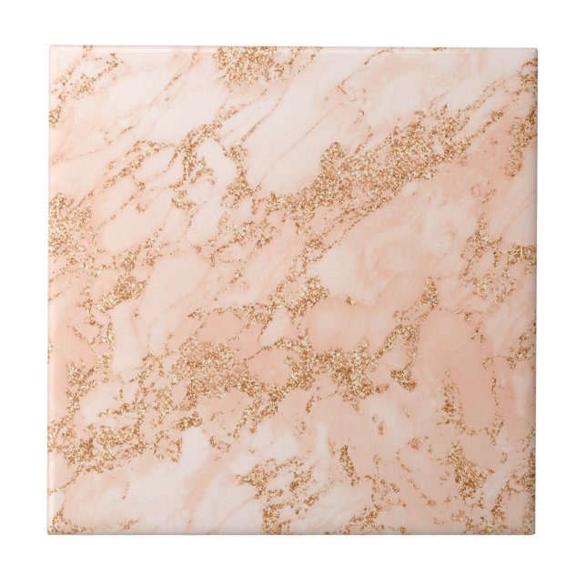 Rose Gold Glitzer Marmor abstrakt Fliese (Vorderseite)