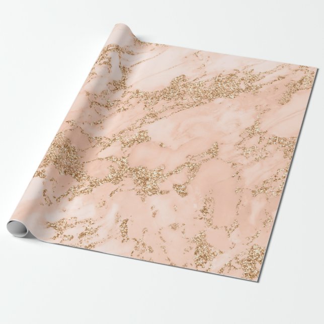 Rose Gold Glitzer Marmor abstrakt Geschenkpapier (Ungerollt)
