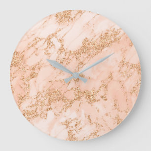 Rose Gold Glitzer Marmor abstrakt Große Wanduhr