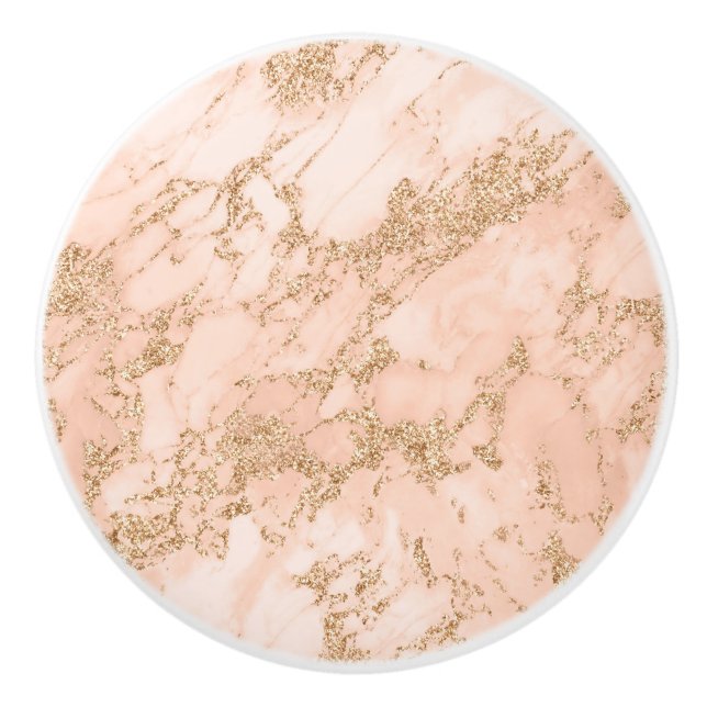 Rose Gold Glitzer Marmor abstrakt Keramikknauf (Vorderseite)