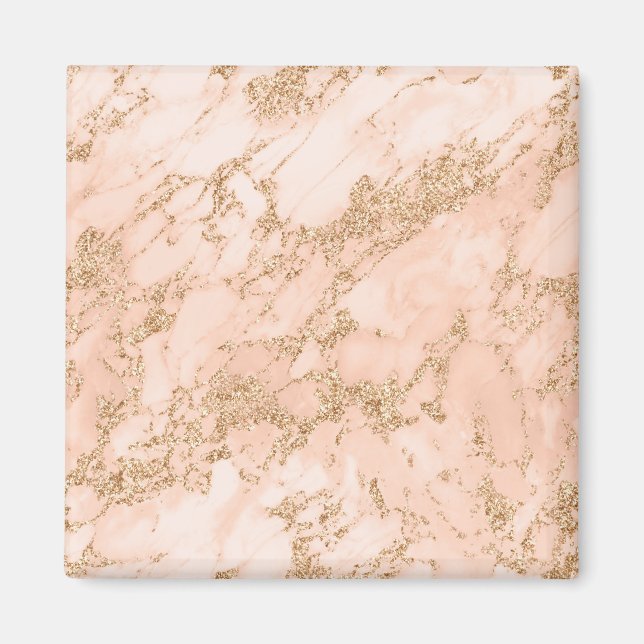 Rose Gold Glitzer Marmor abstrakt Magnet (Vorne)