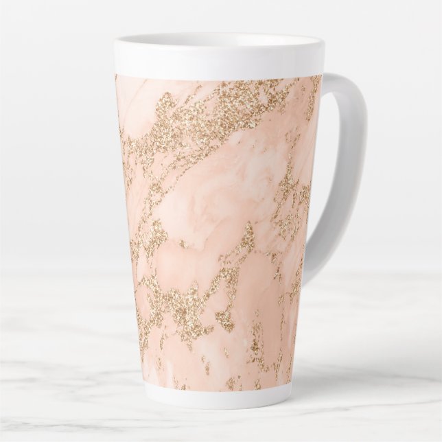 Rose Gold Glitzer Marmor abstrakt Milchtasse (Rechte Ecke)